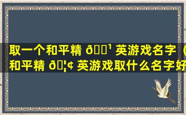 取一个和平精 🌹 英游戏名字（和平精 🦢 英游戏取什么名字好听）